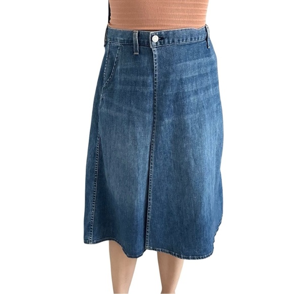 Amo Denim Midi Marie Wrap Skirt Blue Jean Modest Cotton Casual Summer Size Small - Picture 1 of 7